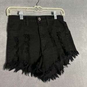 Aphrodite Distressed Super High Waisted Black‎ Shorts Size Medium
